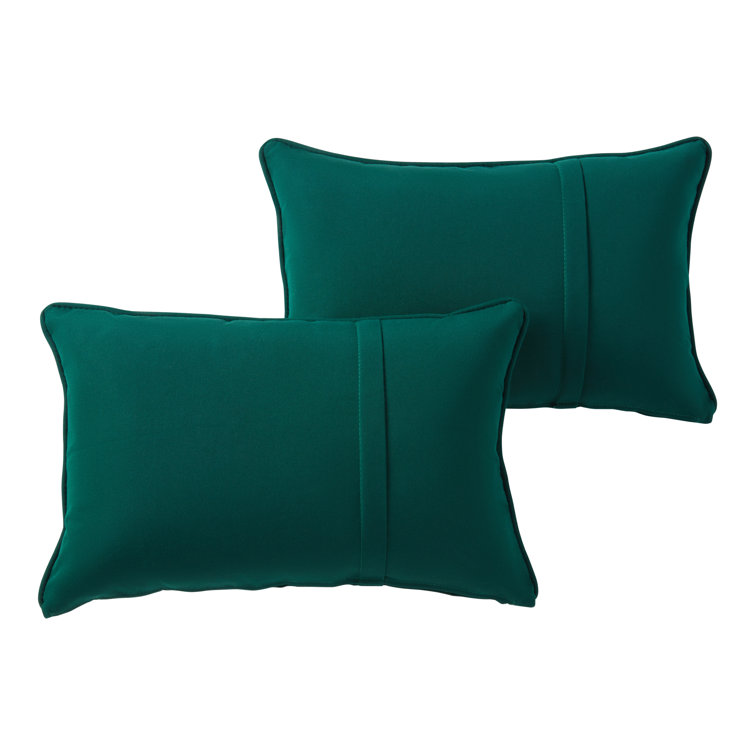 Forest Green Sunbrella Fabric Outdoor Rectangle Throw Pillow Set