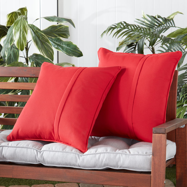 Jockey Red Sunbrella Square Outdoor Throw Pillows Set