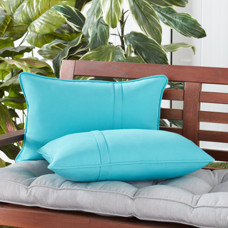 Aruba Pleated Sunbrella Fabric Outdoor Throw Pillow Set, 21"x14"