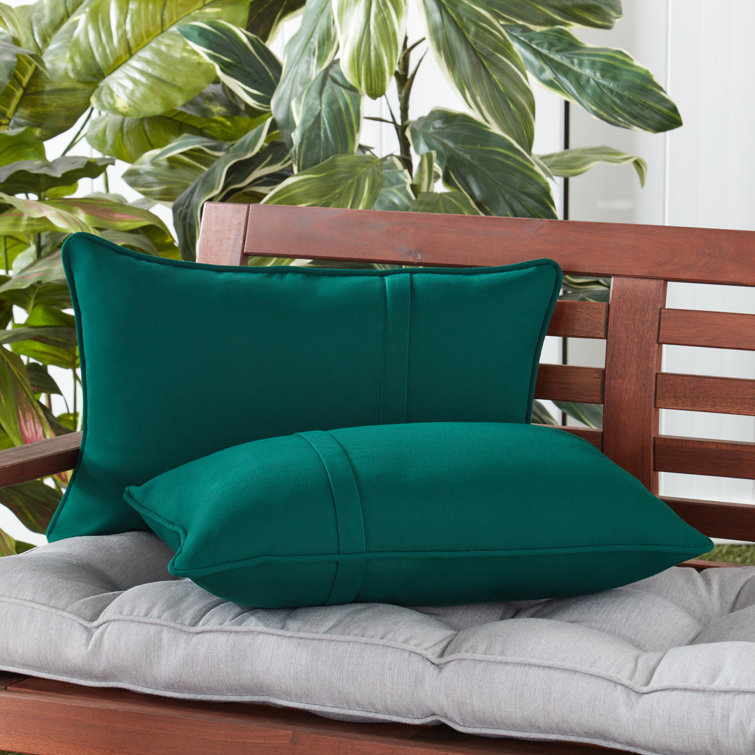 Forest Green Sunbrella Fabric Outdoor Rectangle Throw Pillow Set