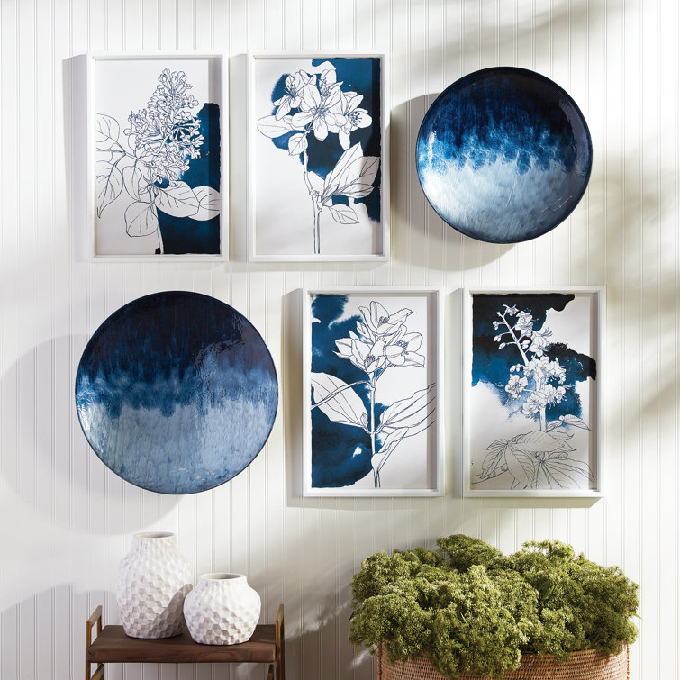 Blue Ombre Enameled Iron Round Decorative Plate