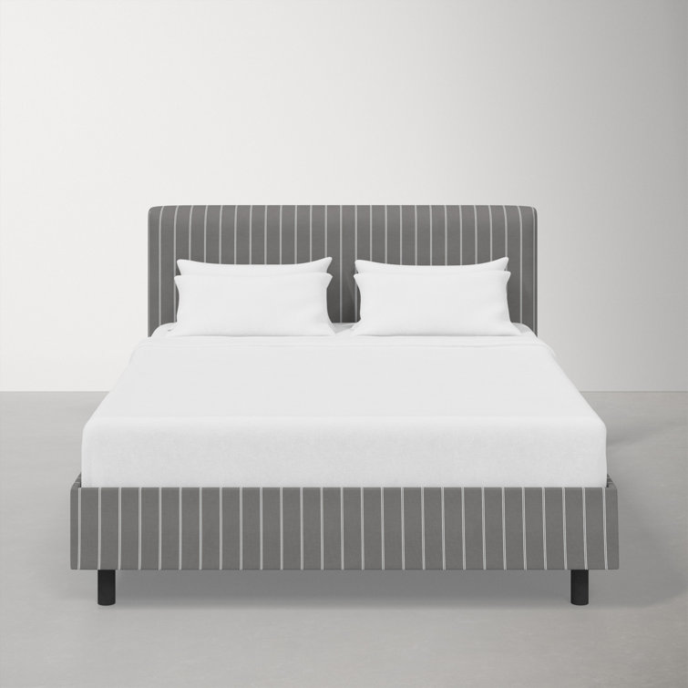 Twin Linen Sandstone Upholstered Bed with Pine Frame