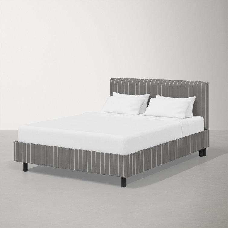 Twin Linen Sandstone Upholstered Bed with Pine Frame