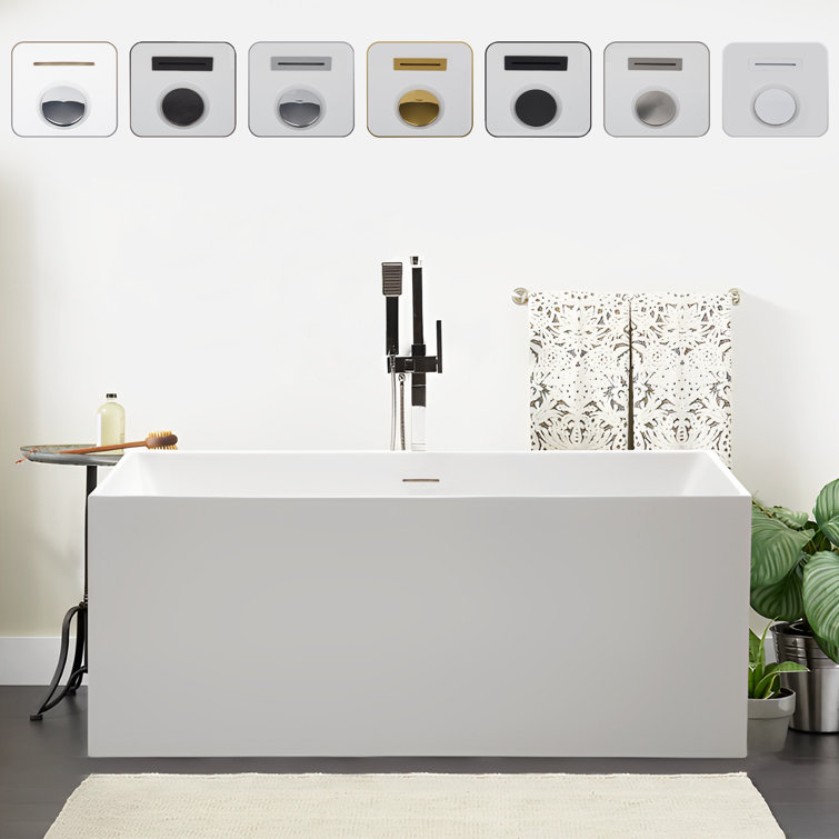 67'' White Acrylic Freestanding Soaking Bathtub