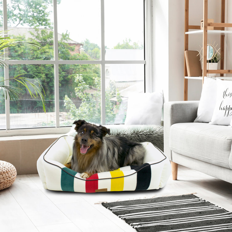 Large Orthopedic Striped Polyester Dog Bed