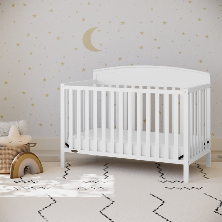 White Pine Wood 5-in-1 Convertible Crib with Adjustable Mattress Support