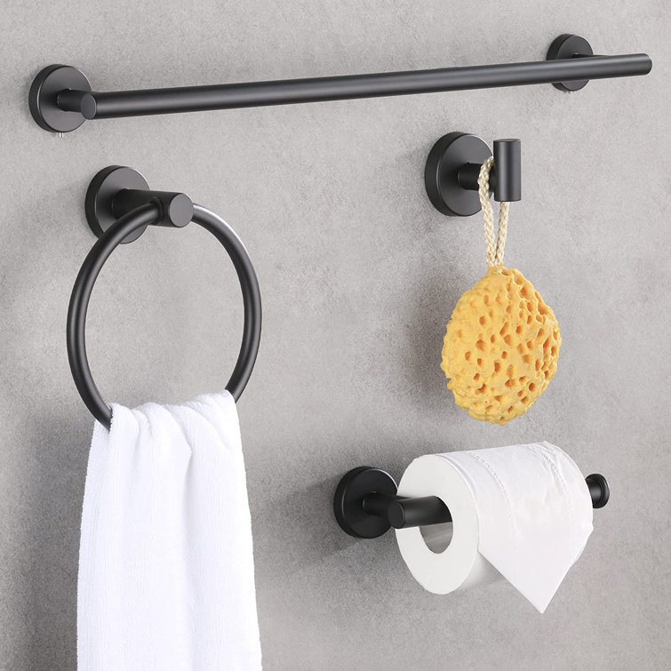 Stainless Steel Black 5-Piece Modern Bathroom Hardware Set
