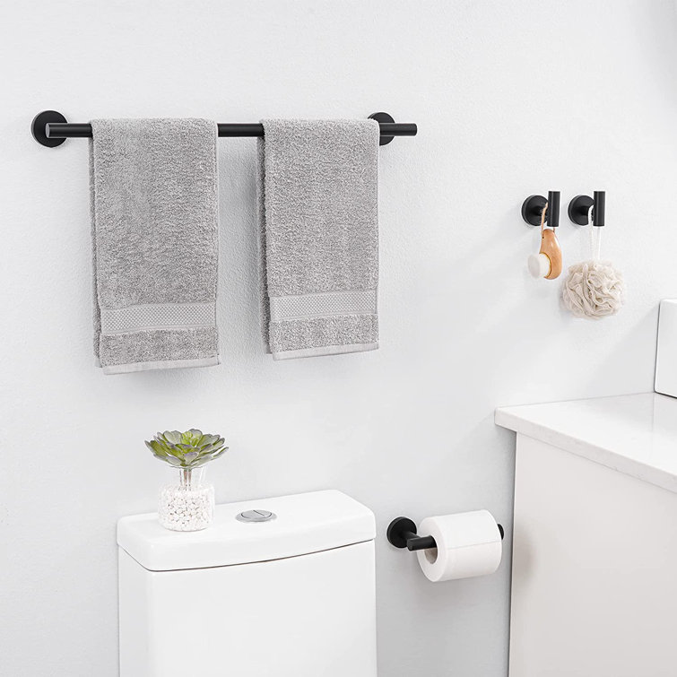 Stainless Steel Black 5-Piece Modern Bathroom Hardware Set
