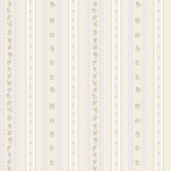 Purple Lilac Floral Stripe Non-Pasted Washable Wallpaper