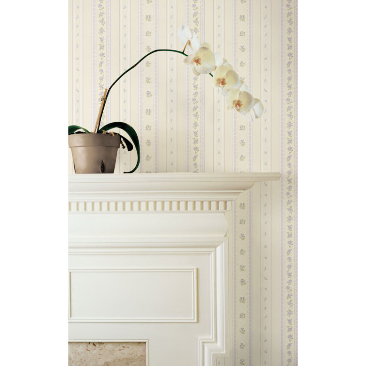 Purple Lilac Floral Stripe Non-Pasted Washable Wallpaper