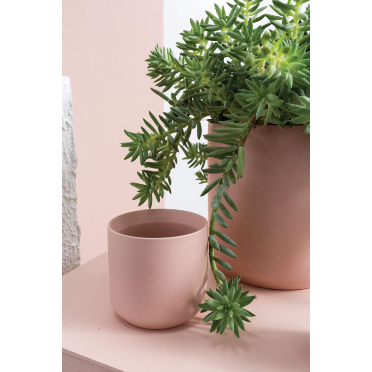 Pink Handmade Ceramic Round Planter Pot, 6.75"