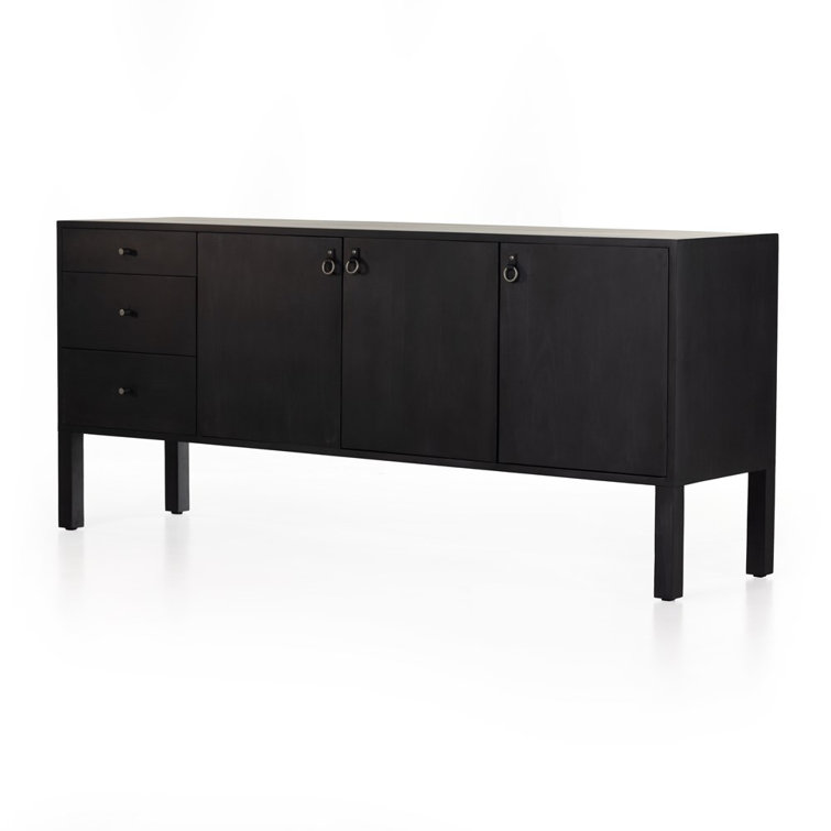 Isador Contemporary 74'' Black Solid Poplar Sideboard with Iron Accents