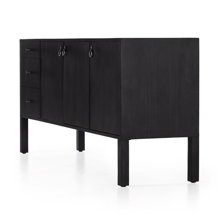 Isador Contemporary 74'' Black Solid Poplar Sideboard with Iron Accents