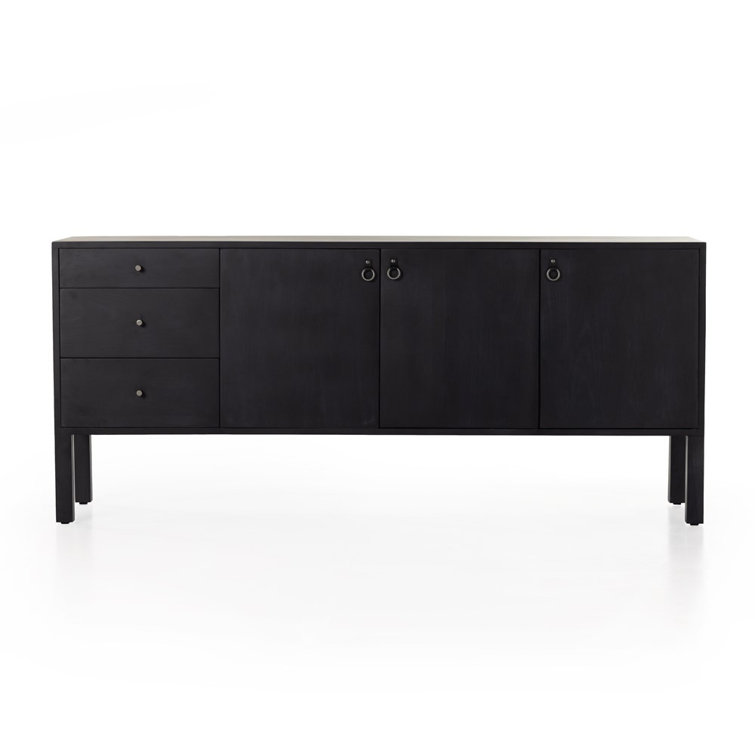 Isador Contemporary 74'' Black Solid Poplar Sideboard with Iron Accents