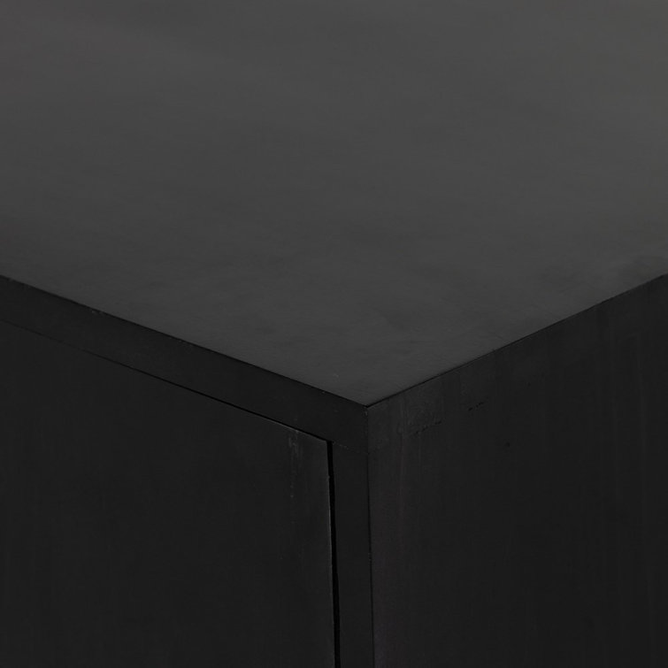 Isador Contemporary 74'' Black Solid Poplar Sideboard with Iron Accents