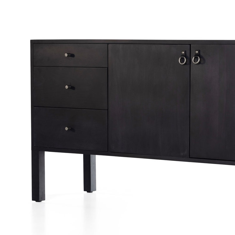 Isador Contemporary 74'' Black Solid Poplar Sideboard with Iron Accents
