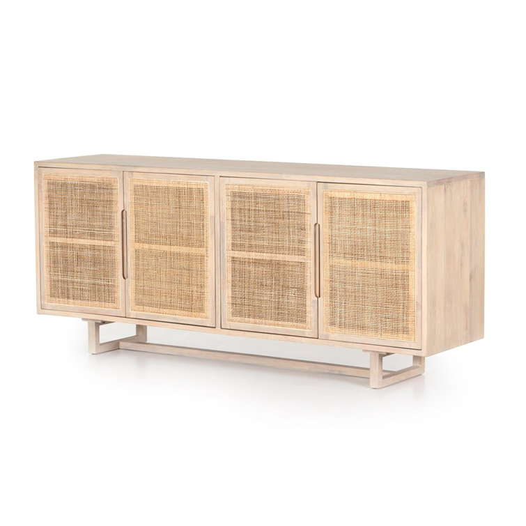 White Wash Mango Wood 72'' Sideboard with Natural Paneling