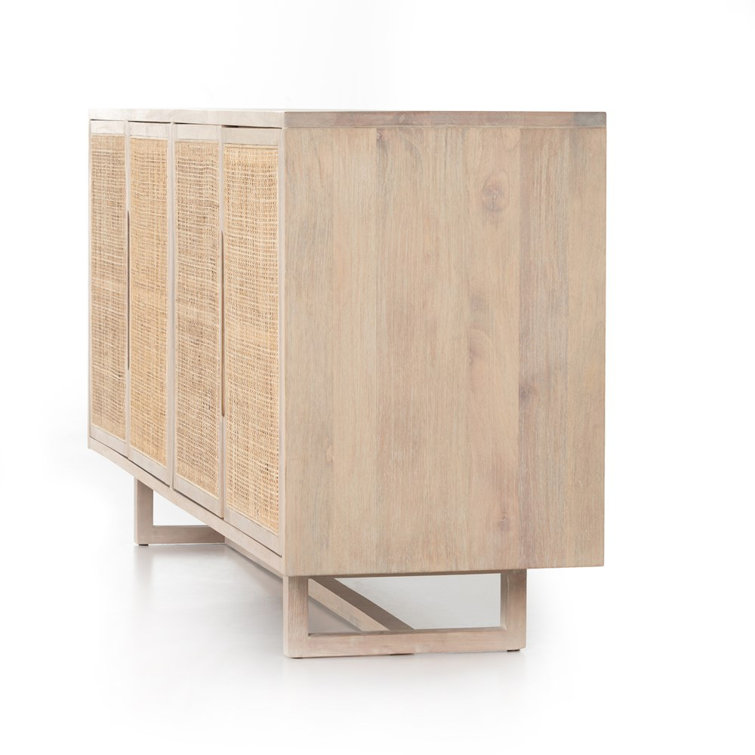 White Wash Mango Wood 72'' Sideboard with Natural Paneling