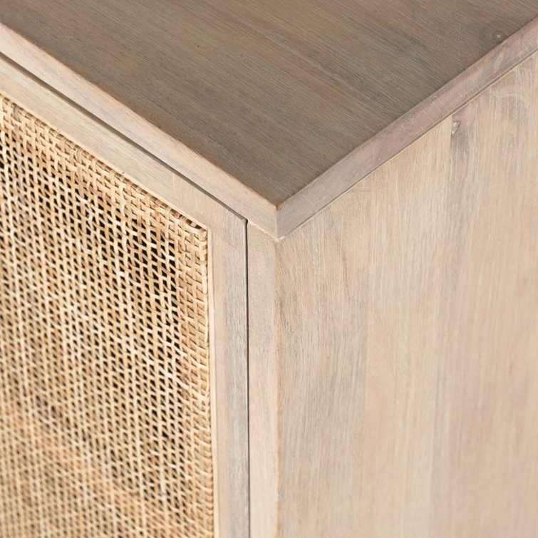 White Wash Mango Wood 72'' Sideboard with Natural Paneling