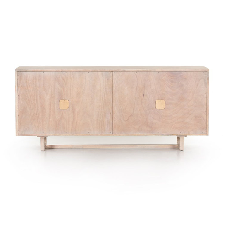 White Wash Mango Wood 72'' Sideboard with Natural Paneling