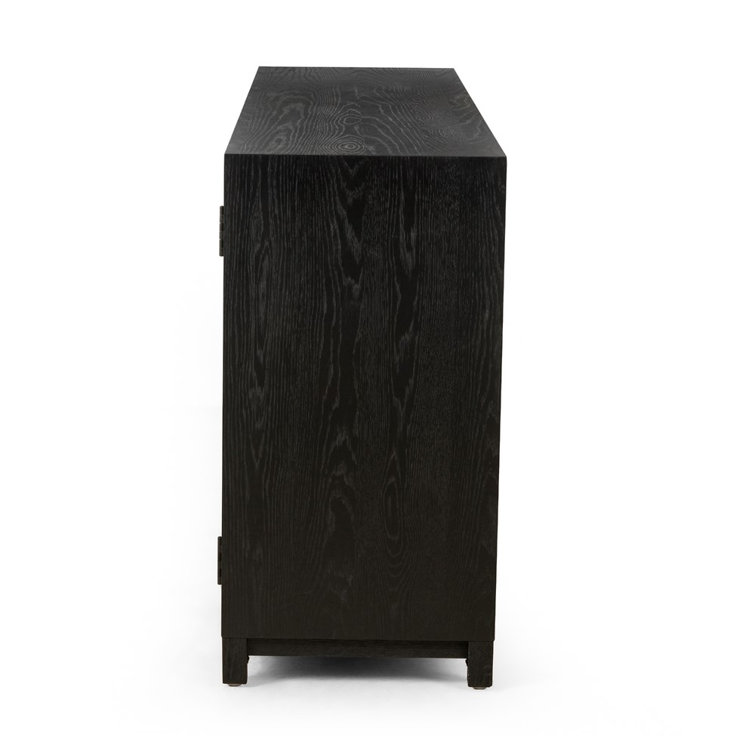 Sonata 78'' Black and Oak Sideboard with Glass Doors