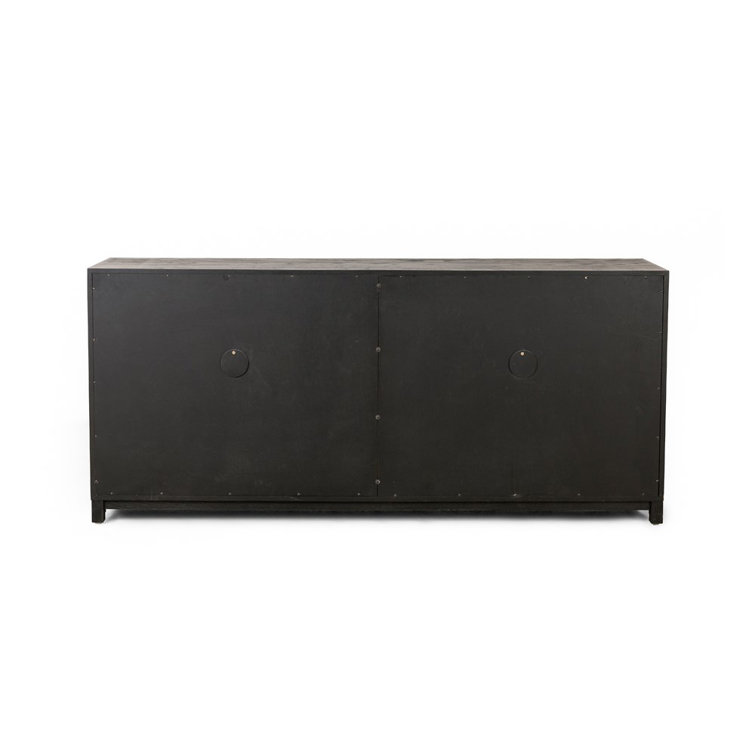 Sonata 78'' Black and Oak Sideboard with Glass Doors