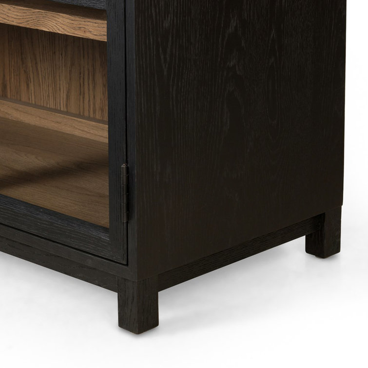 Sonata 78'' Black and Oak Sideboard with Glass Doors