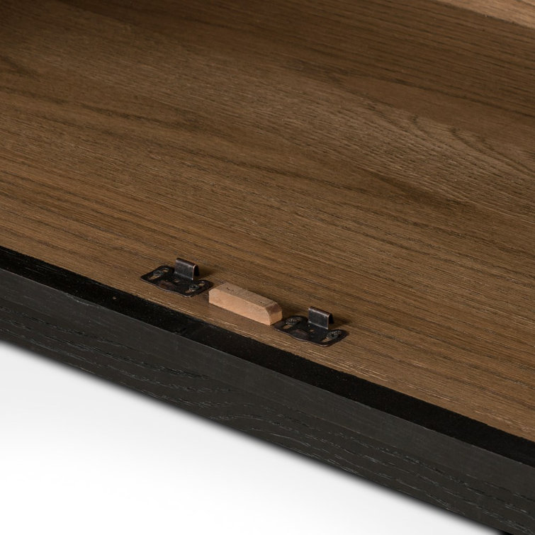 Sonata 78'' Black and Oak Sideboard with Glass Doors