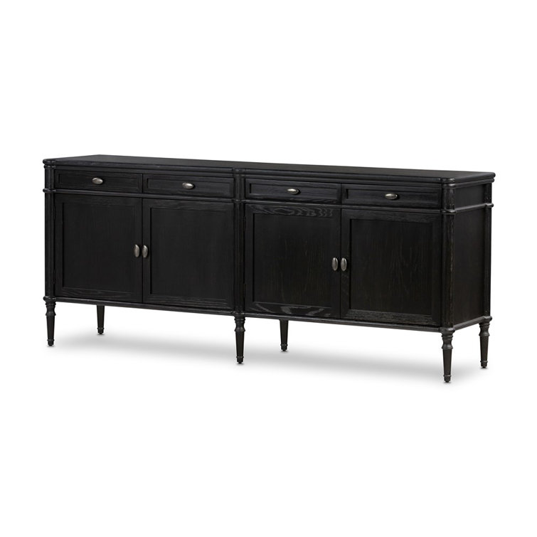 Susie 78.75'' Distressed Black Solid Oak Sideboard