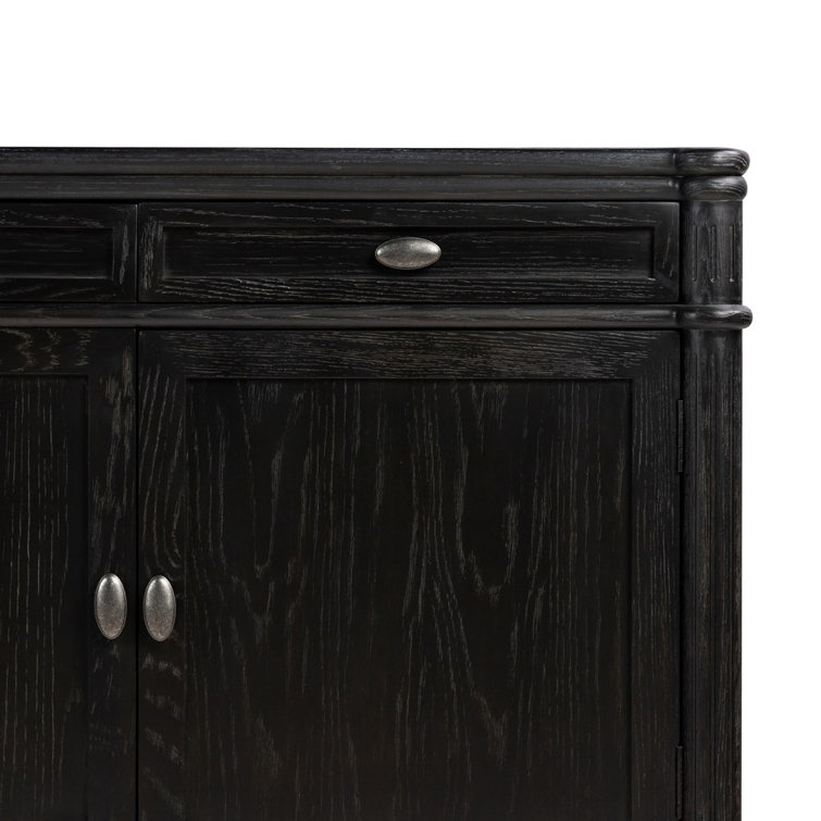 Susie 78.75'' Distressed Black Solid Oak Sideboard