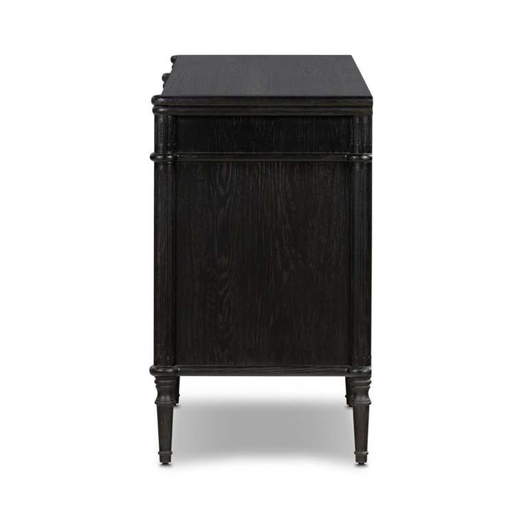 Susie 78.75'' Distressed Black Solid Oak Sideboard