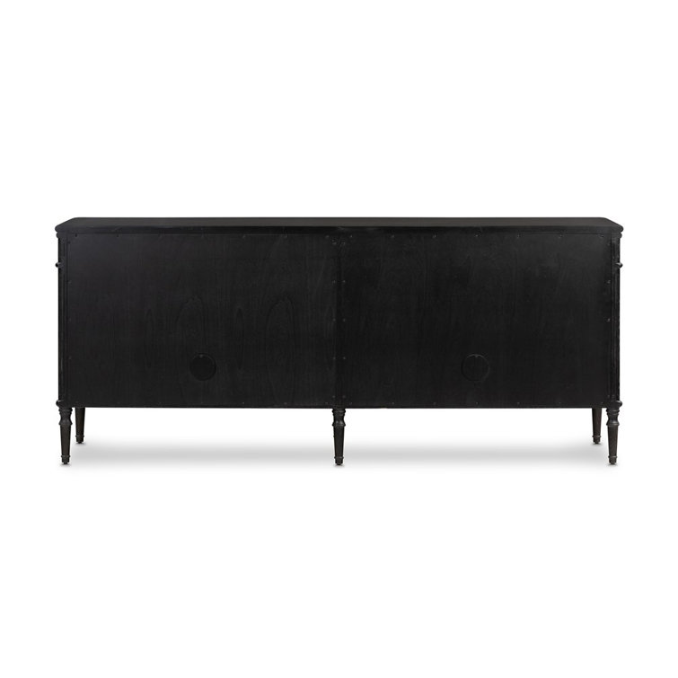 Susie 78.75'' Distressed Black Solid Oak Sideboard