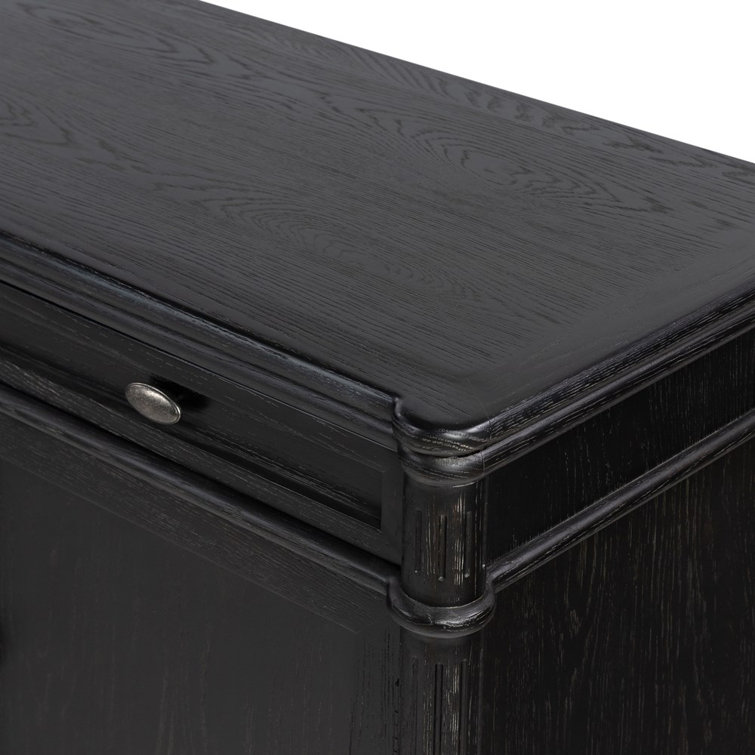 Susie 78.75'' Distressed Black Solid Oak Sideboard