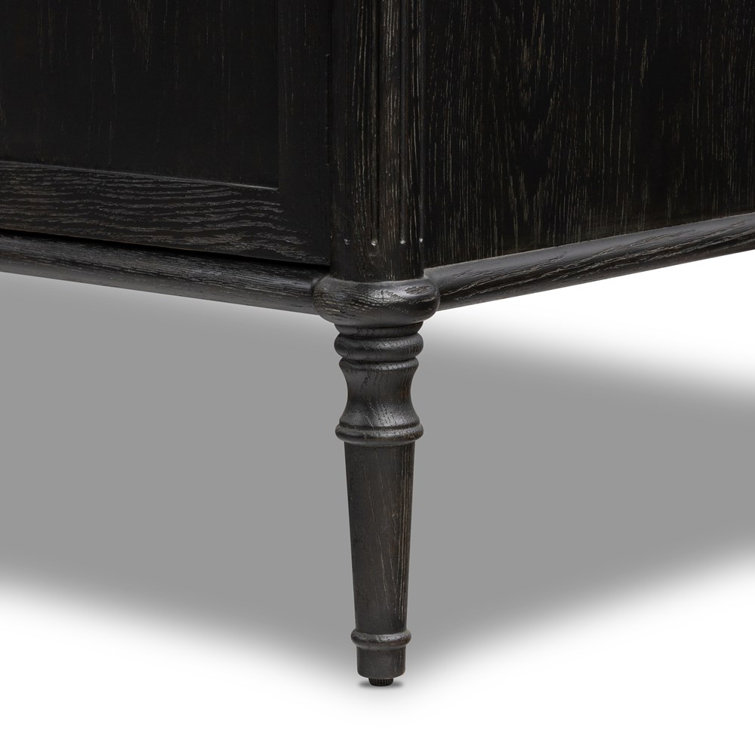 Susie 78.75'' Distressed Black Solid Oak Sideboard