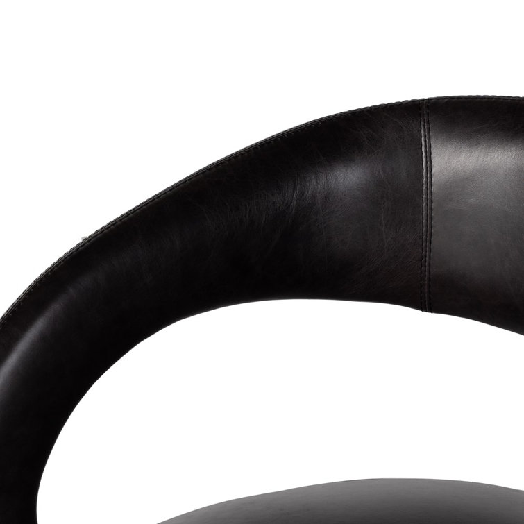 Sonoma Black Genuine Leather Swivel Armchair with Manufactured Wood Frame