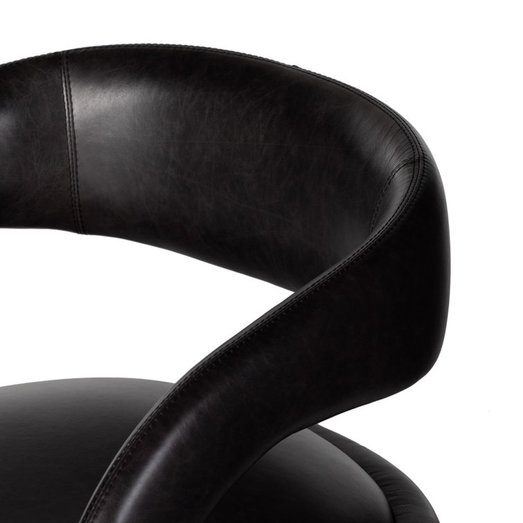 Sonoma Black Genuine Leather Swivel Armchair with Manufactured Wood Frame