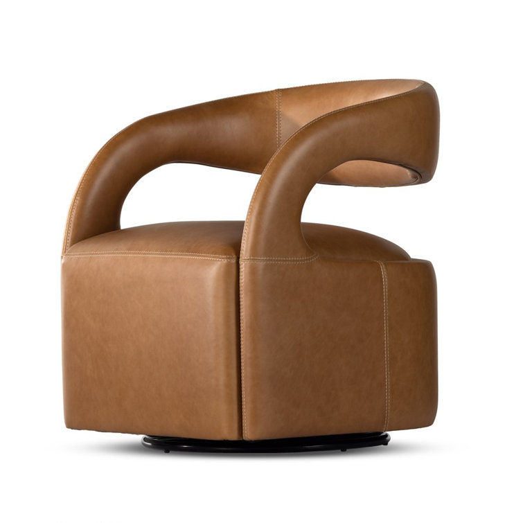 Sonoma Butterscotch Glove Leather Swivel Armchair