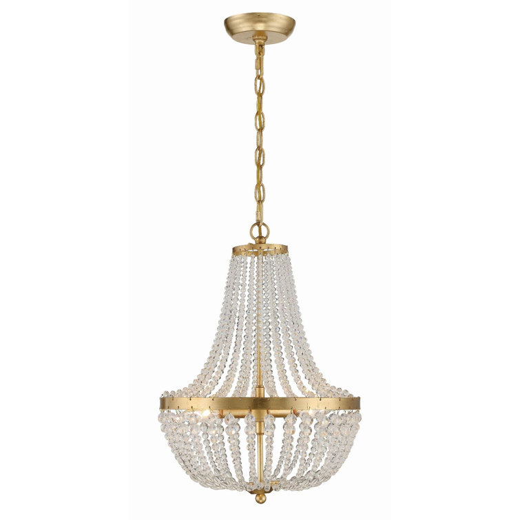 Antique Gold Crystal Empire Chandelier with Wrought Iron Frame