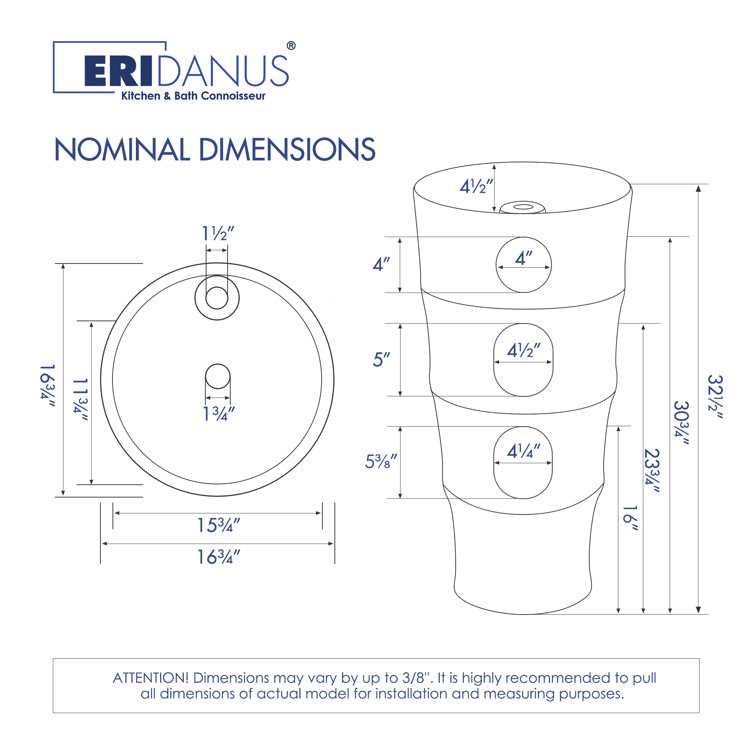 Brooklyn White Ceramic Round Freestanding Pedestal Sink