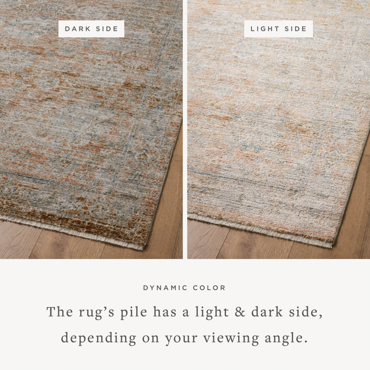 Gray and Terracotta Rectangular Synthetic Area Rug