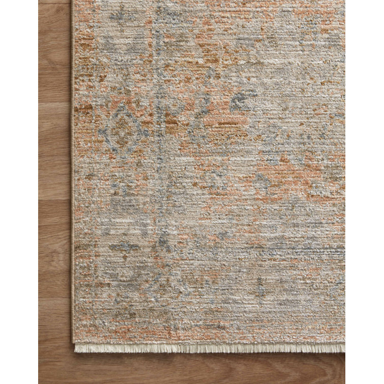 Gray and Terracotta Rectangular Synthetic Area Rug