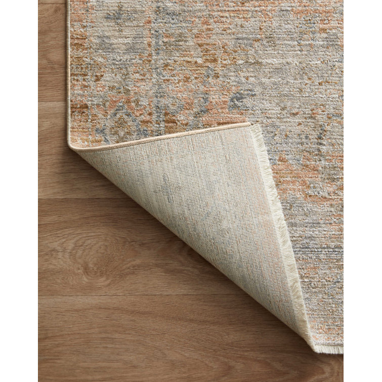 Gray and Terracotta Rectangular Synthetic Area Rug