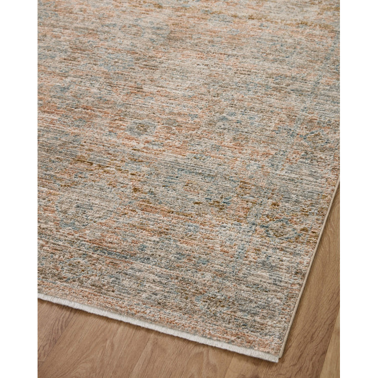 Gray and Terracotta Rectangular Synthetic Area Rug