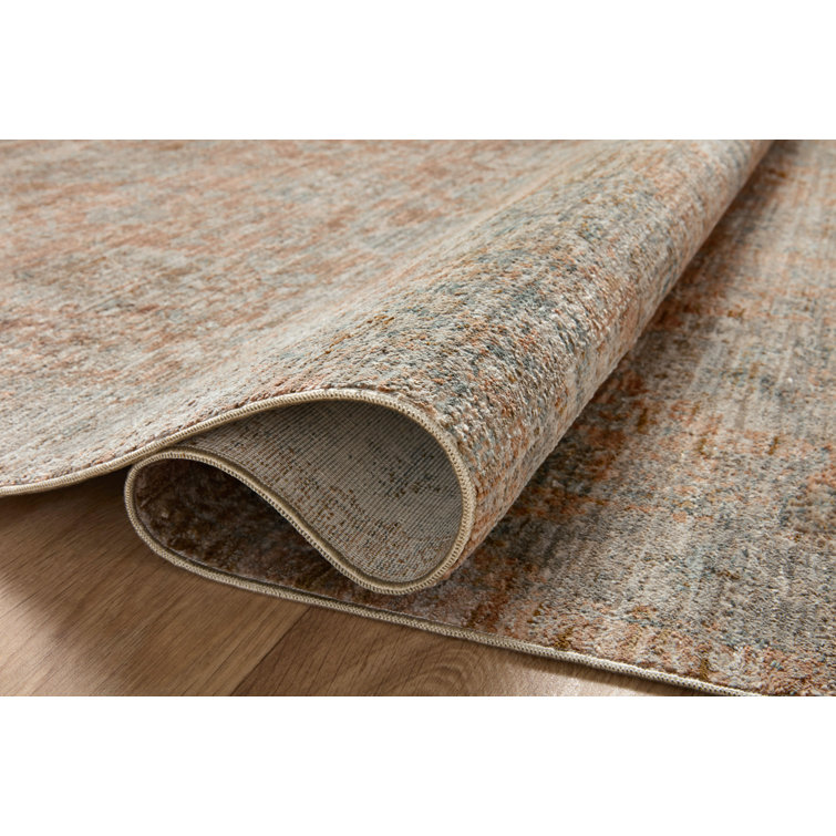 Gray and Terracotta Rectangular Synthetic Area Rug