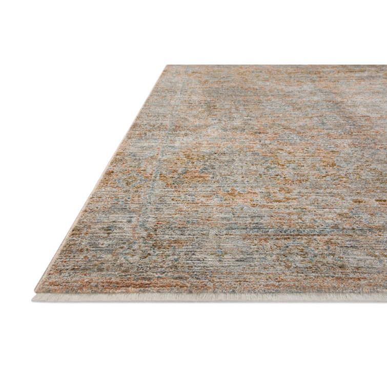 Gray and Terracotta Rectangular Synthetic Area Rug