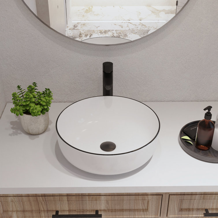 Symmetry 16'' White Ceramic Circular Vessel Bathroom Sink