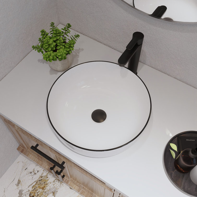 Symmetry 16'' White Ceramic Circular Vessel Bathroom Sink