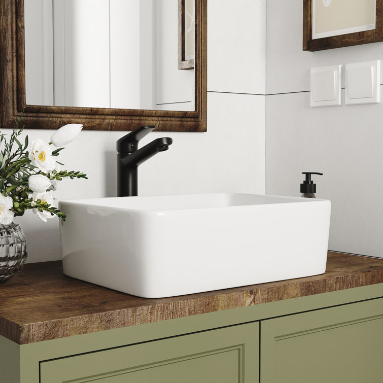 Liberty 12" White Ceramic Rectangular Vessel Bathroom Sink