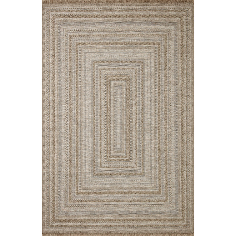 Dawn Fringe Edge Gray Synthetic 11'4" x 15' Indoor/Outdoor Rug