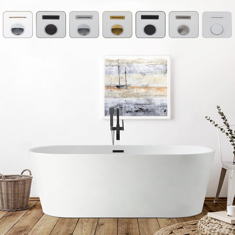 Iris 54" White Freestanding Acrylic Soaking Bathtub